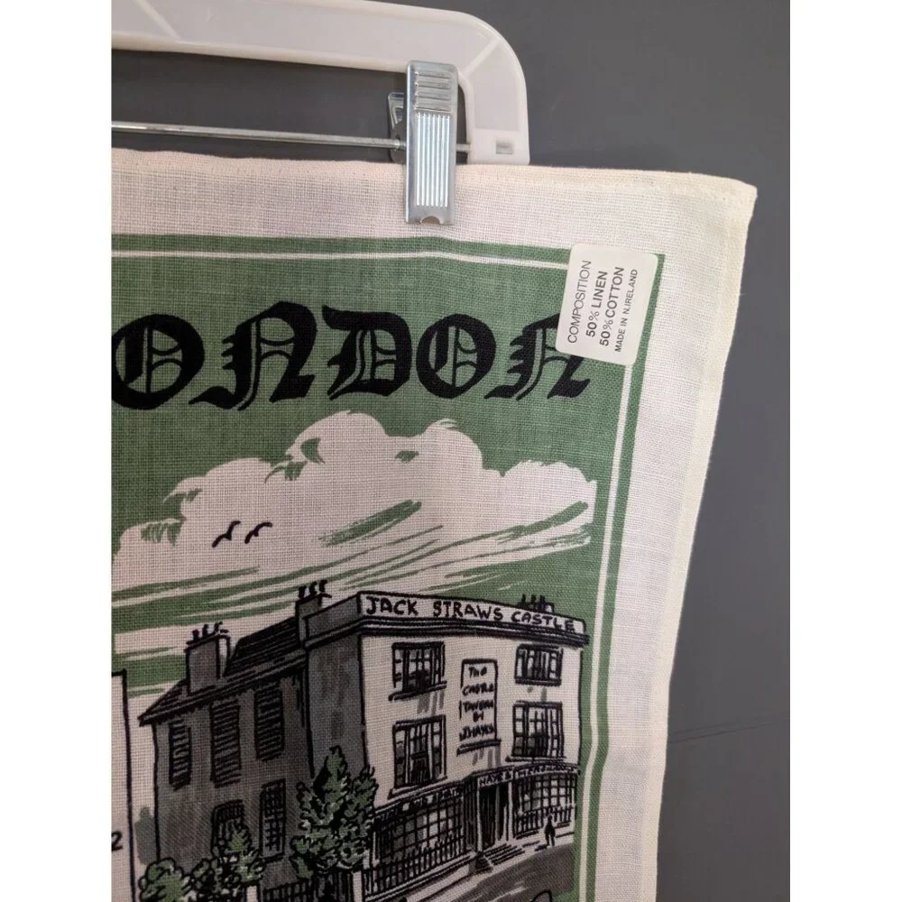 NWT Vintage Blackstaff Irish Linen &‎ Cotton Souvenir Tea Towel - Dickens London